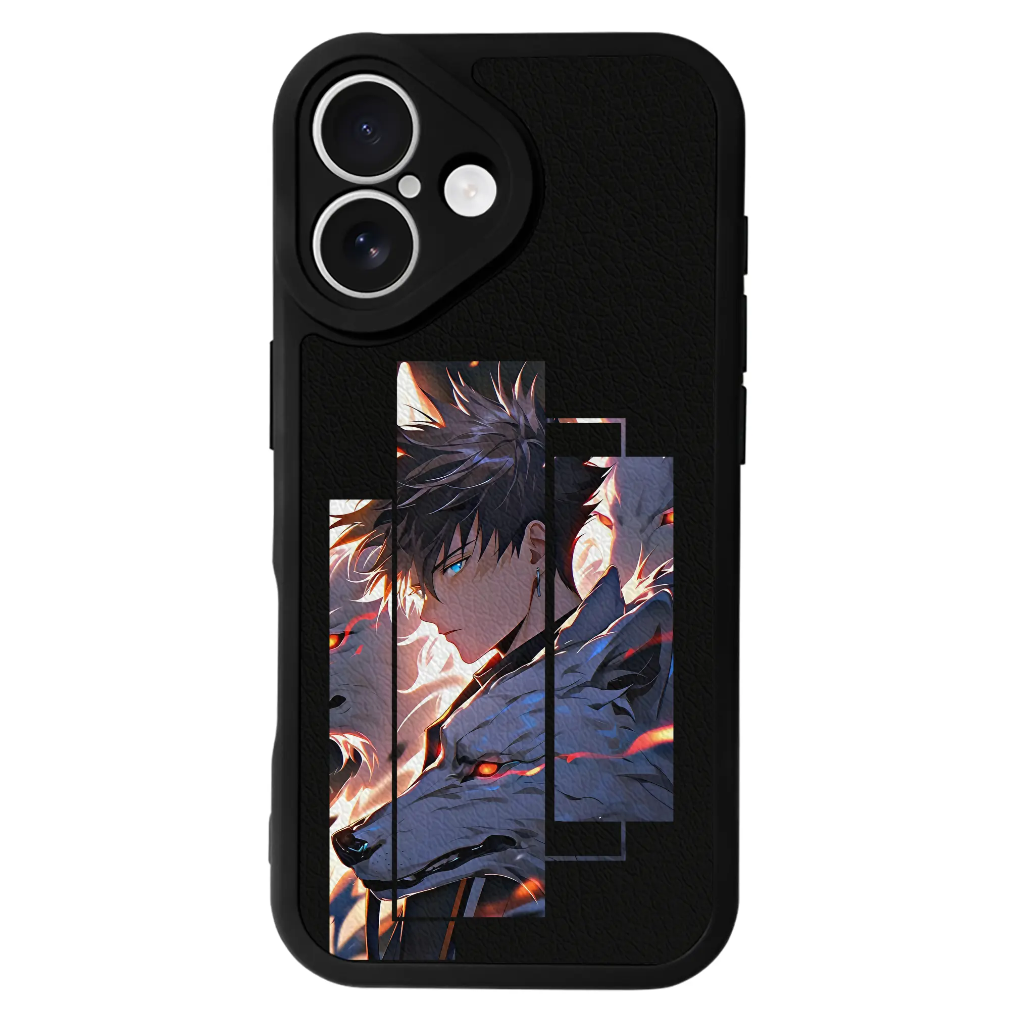 呪術廻戦 グッズ,伏黒 恵 - IPhone 16シリーズ対応 ・ シリコンスマホケース ・ レザー調 ・ 高精度フィット ・ 耐衝撃 ・ ワイヤレス充電対応 ・ 精密カット